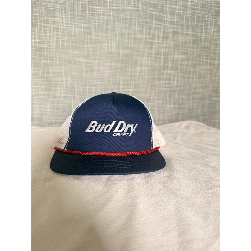 Vintage Budweiser Bud Dry Draft Hat Embroidered Snapback Baseball Meshback Cap